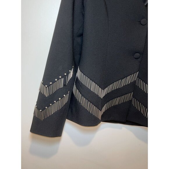 Beulah Black Blazer Jacket With Embroidered Metallic Stripes Size L - Picture 2 of 7